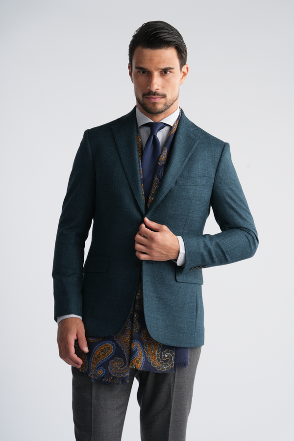 SINGLE BREASTED BLAZER - NOTCH LAPEL - DARK GREEN