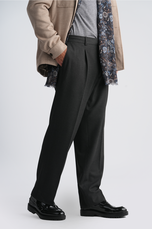 Wide Leg Straight Chino Pant - Grey