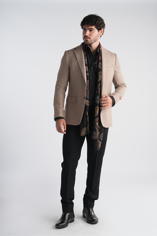 SINGLE BREASTED BLAZER - NOTCH LAPEL - BEIGE