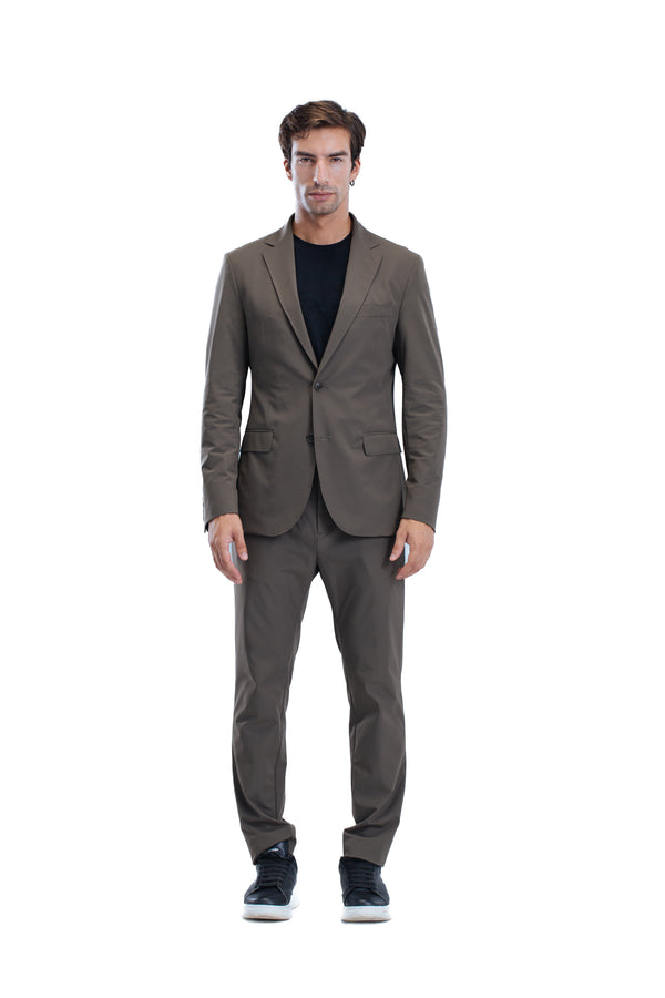 Single Breasted - Notch Lapel - Travel Suit - Olive Green