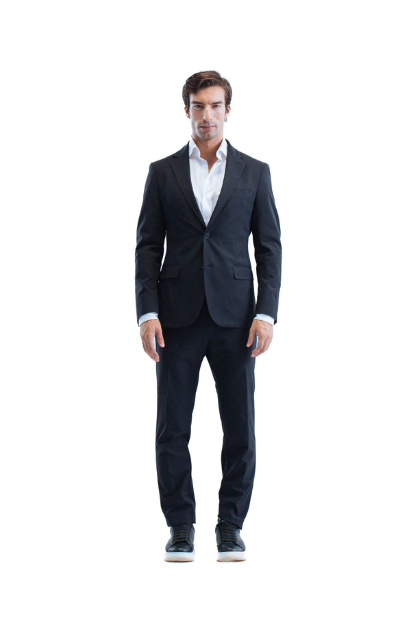 Single breasted - Notch Lapel - Travel Suit - Black