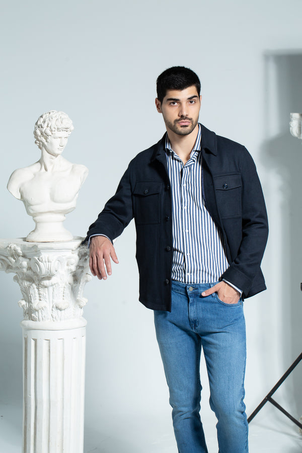 OVERSHIRT WITH POCKETS - DARK NAVY