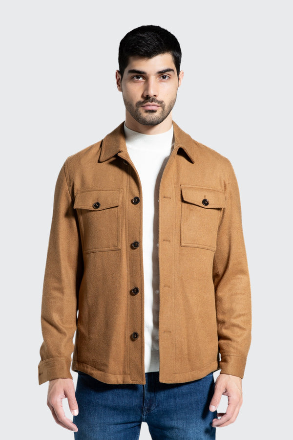 OVERSHIRT WITH POCKETS - CAMEL