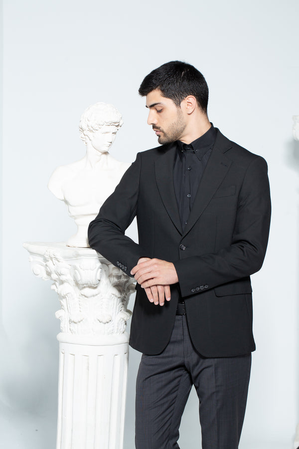 Single Breasted - Notch Lapel - Blazer - Black