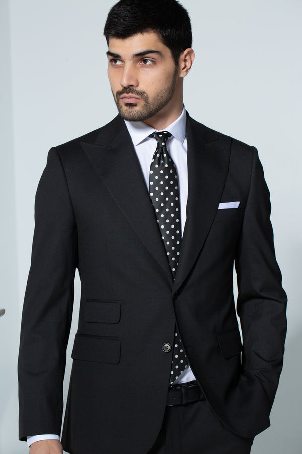 Single Breasted - Peak Lapel Suit - Black
