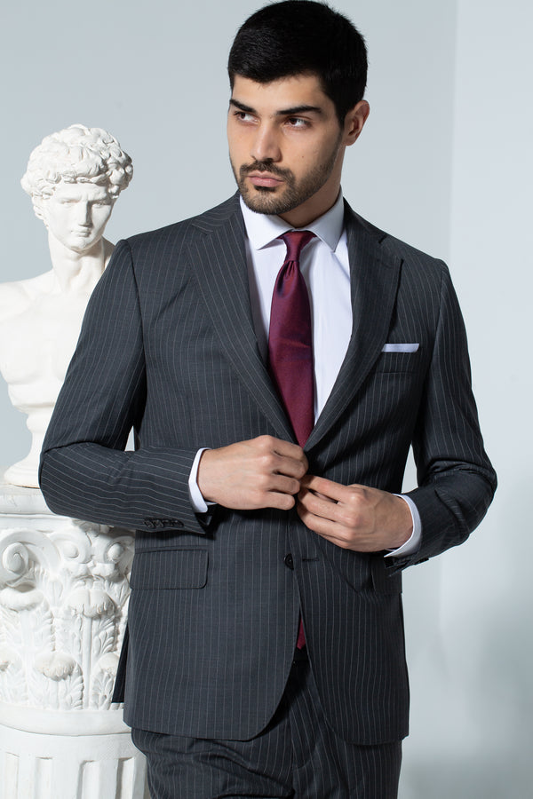 Single Breasted - Notch Lapel Suit - Grey