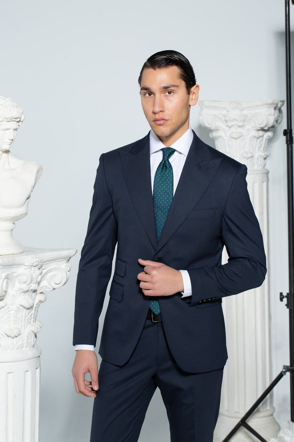 Single Breasted - Peak Lapel Suit - Navy