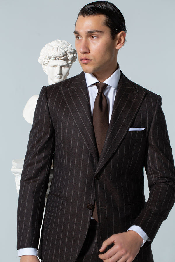 Single Breasted - Peak Lapel Suit - Brown