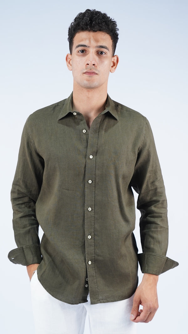 Linen Shirt - Olive Green