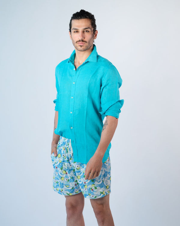 Linen Shirt - Turquoise